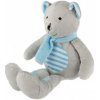 Plyšák Medvěd/Medvídek sedící se šálou šedivo modrý 19 cm