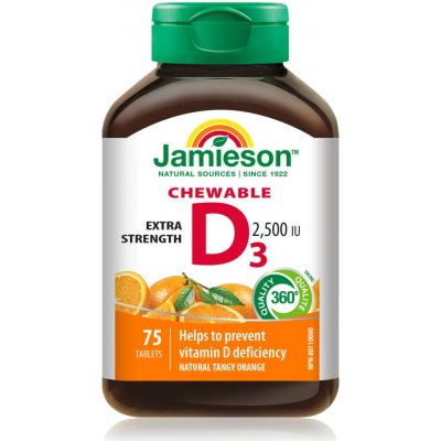 Jamieson D3 2500IU pomeranč cucací 75 tablet – Hledejceny.cz