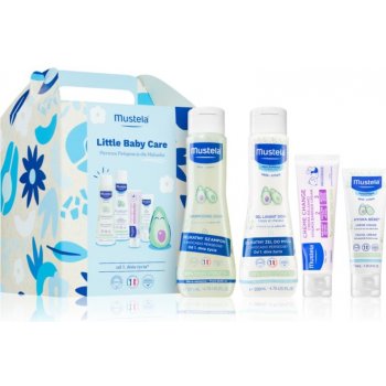 Mustela Bébé tělový a vlasový mycí gel pro děti 200 ml + jemný šampon pro děti od narození 200 ml + krém proti opruzeninám 50 ml + hydratační krém na obličej pro děti od narození 40 ml