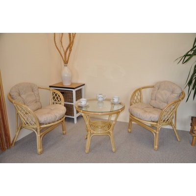 Ratanová sedací souprava Bahama malá medová polstry béžový melír – Zboží Dáma Ratanová sedací souprava Bahama malá medová polstry béžový melír – Zboží Dáma