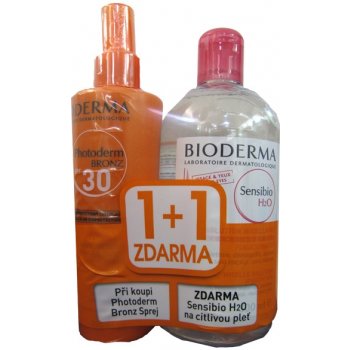 Bioderma Photoderm Bronz spray SPF30 200 ml + Bioderma Sensibio H20  micelární voda 500 ml dárková sada od 619 Kč - Heureka.cz