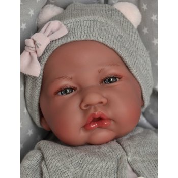 Antonio Juan Realistické miminko holčička v šedém oblečku