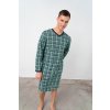Pánské pyžamo Vamp 17663 kostky pánská noční košile dl.rukáv zelená