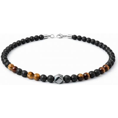 Daniel Dawson Pánský náhrdelník - lávový kámen, tygří oko, hematit X-NH1262-0280(1)/70 Černá – Hledejceny.cz