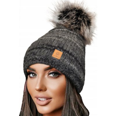 Fashionweek vlněná zimní čepice s bambulí JENOT flísová podšívka WOOL-MORGANA NR MODEL 2 – Zboží Mobilmania