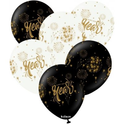 Kalisan Balloons Balonky Happy New Year s ohňostrojem 30 cm – Zboží Dáma