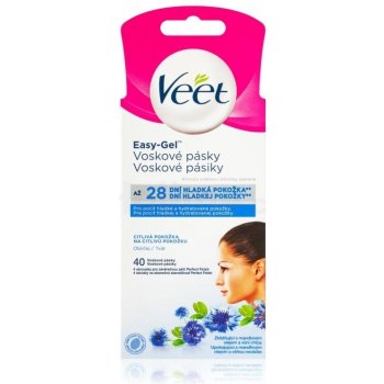Veet Easy-Gel Obličej depilační voskové pásky pro citlivou pokožku 40 ks