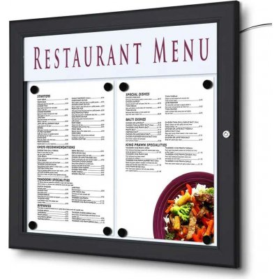 A-Z Reklama CZ Venkovní prosvětlená LED vitrína MENU BOARD SCZ2xA4LED na Menu 2 x A4 - Černá – Zboží Živě