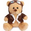 Plyšák BRUBAKER medvídek pilot s leteckými brýlemi a pilotním oblečkem hnědý medvídek v letecké uniformě medvídek lucky charm medvídek pilot 25 cm
