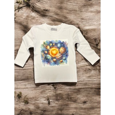 tričko bílá vesmír By o baby – Zboží Dáma
