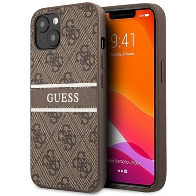 Pouzdro GUESS PU 4G Printed Stripe Apple iPhone 13 Mini hnědé