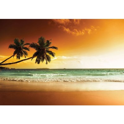 Postershop Fototapeta vliesová Palmy a pláž při západu slunce, rozměry 152,5x104 cm – Zboží Mobilmania