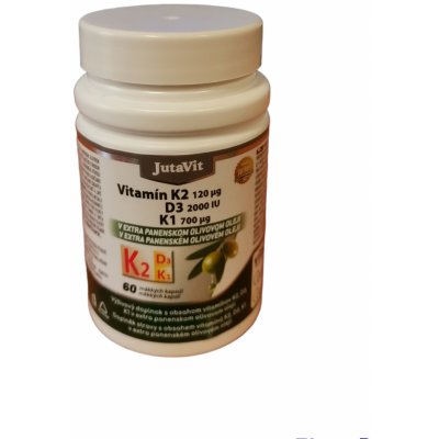 JutaVit Vitamin K2 120 µg, D3 2000 IU, K1 700 µg 60 měkké tobolky