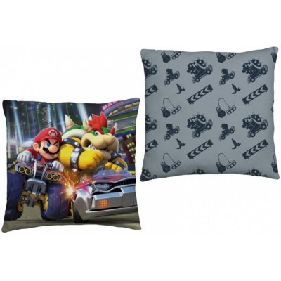 Halantex Oboustranný polštář Super Mario a král Koopa Oficiální licenční produkt Nintendo 40x40 – Zbozi.Blesk.cz