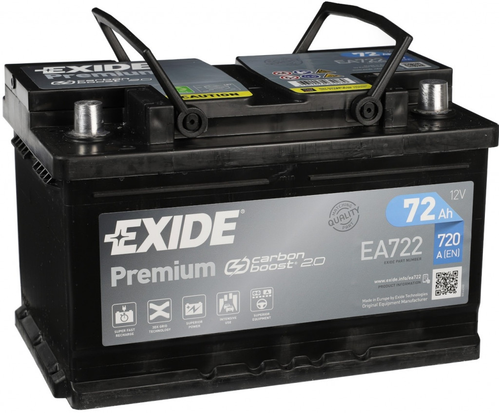 Exide Premium 12V 72Ah 720A EA722