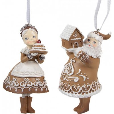 Clayre & Eef 2ks hnědá vánoční ozdoba perníčkový Santa se Santovou 9*7*13 cm 8*6*13 cm – Hledejceny.cz