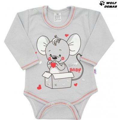 Kojenecké body dlouhý rukáv NEW BABY Mouse šedé – Zboží Mobilmania