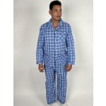 C-Lemon pánské pyžamo dlouhé propínací flanel modré – Zboží Mobilmania