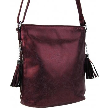 Sun-bags Jemně třpytivá crossbody s bočními zipy YH1629 Bordová