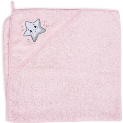 Ceba Froté ručník s aplikací a kapuckou 100 x 100 cm Star pink