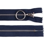 Kovový zip No 4 délka 20 cm se stříbrnými zoubky Varianta: 330 modrá tmavá, Balení: 1 ks – Sleviste.cz