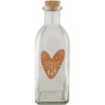 Skleněná lahvička 500 ml - Srdce hnědé – Hledejceny.cz