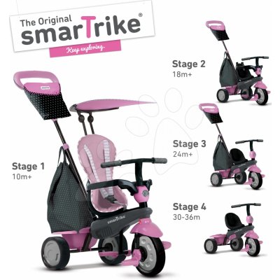 Smart Trike 6402202 SHINE 4v1 TouchSteering šedá růžová s tlmičom a 2 taškami šedo ružová – Zboží Mobilmania