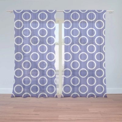 Záclony Bílé kruhy na modré: 2 ks - 150x250 cm - Sablio – Hledejceny.cz