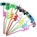 Dortisimo Plastová barevná brčka spirálová s herními motivy 4 ks – Zboží Mobilmania