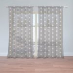 Sablio Záclony Růžové puntíky na šedé: 2ks 150x250cm – Hledejceny.cz
