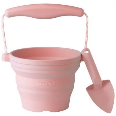 Scrunch silikonový skládací kbelíček na písek s lopatkou Pink – Zboží Dáma