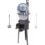 Kessel kotlík na guláš nerez 14 l INOX 0,8 mm speciální žáruvzdorná kotlina vysoká Plus 600 °C 36 cm poklice nerez 41 cm INOX naběračka 350 ml a vařečka 50 cm SUPER PARTY – Zboží Dáma