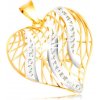 Přívěsky Šperky Eshop Přívěsek ve 14K zlatě kontura srdce plameny v bílém zlatě se zirkony S2GG219.35