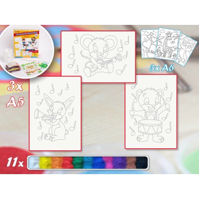 Radost v písku Základní sada MUZIKANTI Barevné pískování obrázků – Sleviste.cz