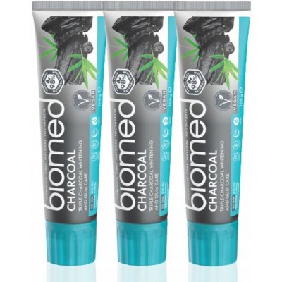 Biomed Bělící zubní pasta s aktivním uhlím 3 x 100g – Hledejceny.cz