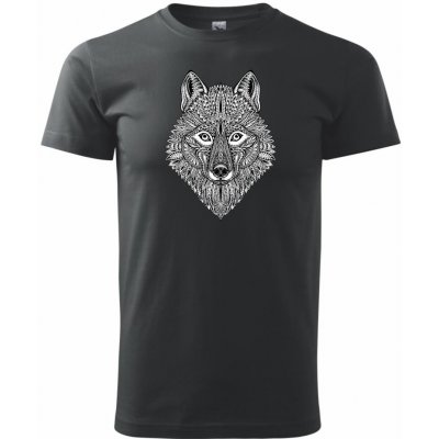 Vlk kreslený Klasické pánské triko černá – Zboží Mobilmania