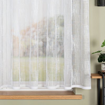 Buona ventura žakárová 156054, celoplošný čárkovaný vzor (žíhaná), s olůvkem, bílá, výška 130cm (v metráži) – Zboží Mobilmania