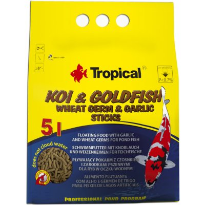 Tropical Pond Koi& Goldfish Wheat Germ & Garlic Sticks 21 l, 1,6 kg