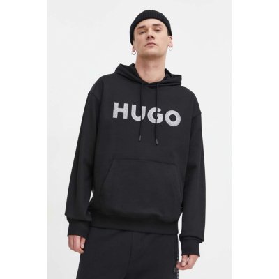 HUGO černá s kapucí s aplikací 50509975