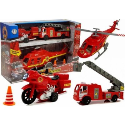 Lean Toys Sada hasičských vozidel Vrtulník Motor světla zvuky – Zboží Dáma