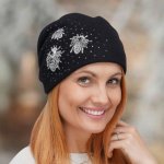 Krumlovanka dámská zimní vlněná čepice W-0006/018 černá – Zboží Mobilmania