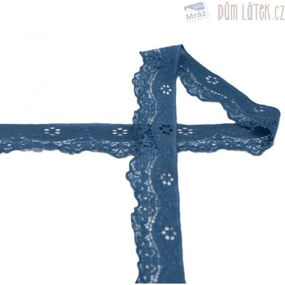 Elastická krajka modrá, 35 mm – Zboží Dáma