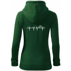 EKG pivo dámská mikina trendy zipper s kapucí Lahvově zelená