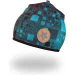 Little Angel (DITA) Čepice podšitá Outlast® Černotyrkysové čtverce černá – Zboží Dáma