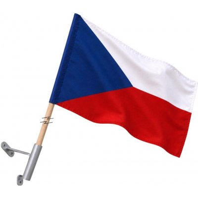 Prapor ČR + dřevěná žerď + fasádní držák šedostříbrný Rozměr: 60x90 cm – Hledejceny.cz