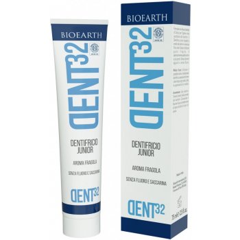 Bioearth Dent32 Junior dětská zubní pasta jahodová 75 ml