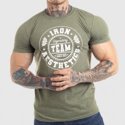 pánské fitness tričko Iron Aesthetics Circle Star vojenská zelená pánské  tričko - Nejlepší Ceny.cz