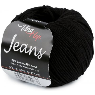 Prima-obchod Pletací příze Jeans 50 g, barva 11 (8001) černá – Zboží Mobilmania