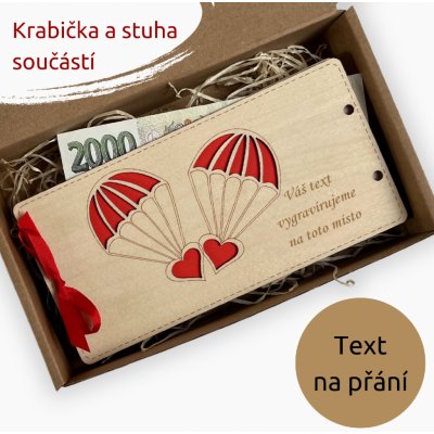 PanDatel Dřevěné pouzdro na peníze - PADÁKY - Váš text – Zboží Mobilmania