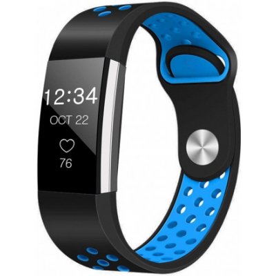 BStrap Silicone Sport Small řemínek na Fitbit Charge 2, black/blue SFI003C05 – Zboží Mobilmania